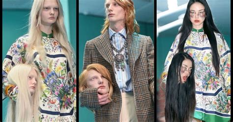 replica of a severed head like the gucci runway show|Gucci Models Carried Replicas Of Their Own Heads Down The Runway .